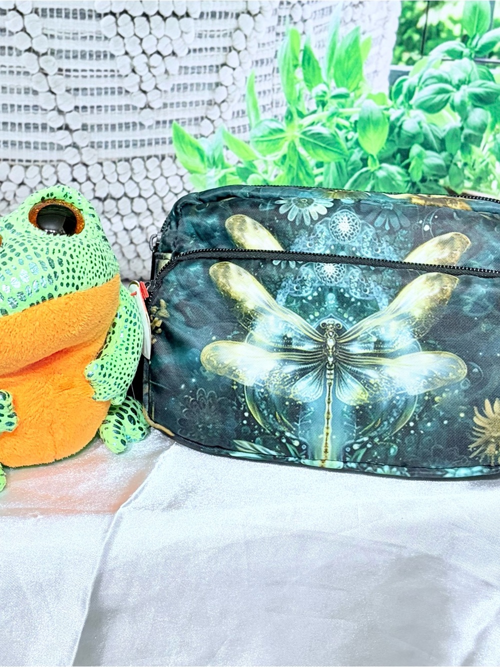 Disney Travel Bag Dark Teal with Gold Dragonfly Print
